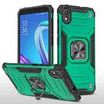 For Asus ZenFone Live (L1) ZA550KL Magnetic Armor Shockproof TPU + PC Case with Metal Ring Holder(Dark Green)