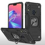 For Asus Zenfone Max Pro (M2) ZB631KL Magnetic Armor Shockproof TPU + PC Case with Metal Ring Holder(Black)