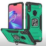 For Asus Zenfone Max Pro (M2) ZB631KL Magnetic Armor Shockproof TPU + PC Case with Metal Ring Holder(Dark Green)