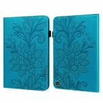 Lace Flower Embossing Pattern Horizontal Flip Leather Case with Holder & Card Slots & Wallet & Photo Frame & Sleep / Wake-up Function For Amazon Kindle Fire HD 8 2020 / HD 8 Plus 2020(Blue)