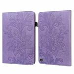 Lace Flower Embossing Pattern Horizontal Flip Leather Case with Holder & Card Slots & Wallet & Photo Frame & Sleep / Wake-up Function For Amazon Kindle Fire HD 8 2020 / HD 8 Plus 2020(Purple)