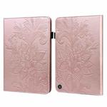 Lace Flower Embossing Pattern Horizontal Flip Leather Case with Holder & Card Slots & Wallet & Photo Frame & Sleep / Wake-up Function For Amazon Kindle Fire HD 8 2020 / HD 8 Plus 2020(Rose Gold)