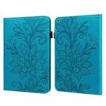 Lace Flower Embossing Pattern Horizontal Flip Leather Case with Holder & Card Slots & Wallet & Photo Frame & Sleep / Wake-up Function For Amazon Kindle Fire HD 10 2019 / 2018 / 2017 / 2016(Blue)