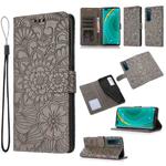 For Huawei nova 7 Pro 5G Skin Feel Embossed Sunflower Horizontal Flip Leather Case with Holder & Card Slots & Wallet & Lanyard(Grey)