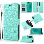 For Huawei nova 7 Pro 5G Skin Feel Embossed Sunflower Horizontal Flip Leather Case with Holder & Card Slots & Wallet & Lanyard(Green)