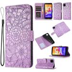 For Huawei Y5p Skin Feel Embossed Sunflower Horizontal Flip Leather Case with Holder & Card Slots & Wallet & Lanyard(Purple)
