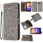 For Huawei Y5p Skin Feel Embossed Sunflower Horizontal Flip Leather Case with Holder & Card Slots & Wallet & Lanyard(Grey)
