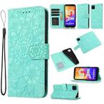 For Huawei Y5p Skin Feel Embossed Sunflower Horizontal Flip Leather Case with Holder & Card Slots & Wallet & Lanyard(Green)