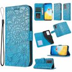 For Huawei P40 Pro Skin Feel Embossed Sunflower Horizontal Flip Leather Case with Holder & Card Slots & Wallet & Lanyard(Blue)