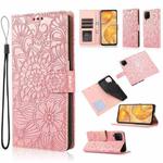 For Huawei P40 lite Skin Feel Embossed Sunflower Horizontal Flip Leather Case with Holder & Card Slots & Wallet & Lanyard(Rose Gold)