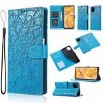 For Huawei P40 lite Skin Feel Embossed Sunflower Horizontal Flip Leather Case with Holder & Card Slots & Wallet & Lanyard(Blue)