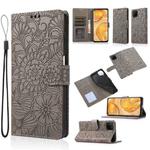 For Huawei P40 lite Skin Feel Embossed Sunflower Horizontal Flip Leather Case with Holder & Card Slots & Wallet & Lanyard(Grey)