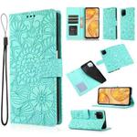 For Huawei P40 lite Skin Feel Embossed Sunflower Horizontal Flip Leather Case with Holder & Card Slots & Wallet & Lanyard(Green)