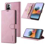 For Xiaomi Redmi Note 10 4G / Note 10S TAOKKIM Skin Feel Calf Texture Horizontal Flip PU Leather Case with Holder & Card Slots & Photo Frame & Wallet(Pink)