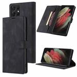 For Samsung Galaxy S21 Ultra 5G TAOKKIM Skin Feel Calf Texture Horizontal Flip PU Leather Case with Holder & Card Slots & Photo Frame & Wallet(Black)