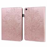 For Samsung Galaxy Tab A 8.0 2019 T290 Lace Flower Embossing Pattern Horizontal Flip Leather Case with Holder & Card Slots & Wallet & Photo Frame(Rose Gold)