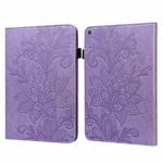 For Amazon Kindle Fire HD 8 2019/2018/2017/2016 Lace Flower Embossing Pattern Horizontal Flip Leather Case with Holder & Card Slots & Wallet & Photo Frame(Purple)