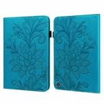 For Amazon Kindle Fire HD 10 2021 / HD 10 Plus 2021 Lace Flower Embossing Pattern Horizontal Flip Leather Case with Holder & Card Slots & Wallet & Photo Frame(Blue)