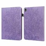 For Lenovo Tab P11 2020 11 inch TB-J606F/J606X Lace Flower Embossing Pattern Horizontal Flip Leather Case with Holder & Card Slots & Wallet & Photo Frame(Purple)