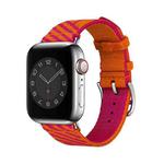 Two-color Nylon Braid Watch Band For Apple Watch Series 8&7 41mm / SE 2&6&SE&5&4 40mm / 3&2&1 38mm(Orange+Pink)