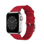 Two-color Nylon Braid Watch Band For Apple Watch Series 8&7 41mm / SE 2&6&SE&5&4 40mm / 3&2&1 38mm(Rose Red)