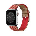 Two-color Nylon Braid Watch Band For Apple Watch Series 8&7 41mm / SE 2&6&SE&5&4 40mm / 3&2&1 38mm(Khaki+Red)