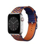 Two-color Nylon Braid Watch Band For Apple Watch Ultra 49mm&Watch Ultra 2 49mm / Series 9&8&7 45mm / SE 3&SE 2&6&SE&5&4 44mm / 3&2&1 42mm(Blue+Orange)