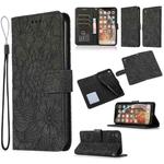 For iPhone XR Skin Feel Embossed Sunflower Horizontal Flip Leather Case with Holder & Card Slots & Wallet & Lanyard(Black)