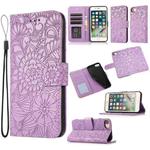 Skin Feel Embossed Sunflower Horizontal Flip Leather Case with Holder & Card Slots & Wallet & Lanyard For iPhone 6 / 6s(Purple)