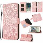 Skin Feel Embossed Sunflower Horizontal Flip Leather Case with Holder & Card Slots & Wallet & Lanyard For iPhone 6 Plus / 6s Plus(Rose gold)