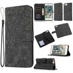 Skin Feel Embossed Sunflower Horizontal Flip Leather Case with Holder & Card Slots & Wallet & Lanyard For iPhone 6 Plus / 6s Plus(Black)