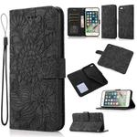 Skin Feel Embossed Sunflower Horizontal Flip Leather Case with Holder & Card Slots & Wallet & Lanyard For iPhone 7 Plus / 8 Plus(Black)