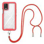 For LG K42 / K52 / Q52 / K62/ Q62 Starry Sky Solid Color Series Shockproof PC + TPU Protective Case with Neck Strap(Red)