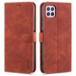 For Samsung Galaxy A22 5G AZNS Skin Feel Calf Texture Horizontal Flip Leather Case with Card Slots & Holder & Wallet(Brown)