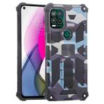 For Motorola Moto G Stylus 5G Camouflage Armor Shockproof TPU + PC Magnetic Protective Case with Holder(Light Blue)