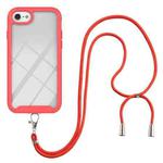 For iPhone SE 2022 / SE 2020 / 8 / 7 / 6s / 6 Starry Sky Solid Color Series Shockproof PC + TPU Protective Case with Neck Strap(Red)