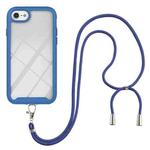 For iPhone SE 2022 / SE 2020 / 8 / 7 / 6s / 6 Starry Sky Solid Color Series Shockproof PC + TPU Protective Case with Neck Strap(Blue)