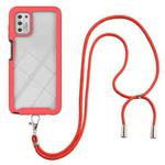 For Motorola Moto G Stylus 2021 Starry Sky Solid Color Series Shockproof PC + TPU Protective Case with Neck Strap(Red)