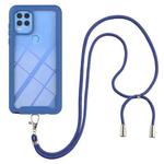 For Motorola Moto G Stylus 5G Starry Sky Solid Color Series Shockproof PC + TPU Protective Case with Neck Strap(Blue)