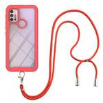 For Motorola Moto E7 Power Starry Sky Solid Color Series Shockproof PC + TPU Protective Case with Neck Strap(Red)