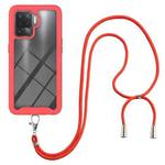 For OPPO A94 4G / Reno5 Lite Starry Sky Solid Color Series Shockproof PC + TPU Protective Case with Neck Strap(Red)