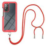 For Xiaomi Mi 10T / 10T Pro Starry Sky Solid Color Series Shockproof PC + TPU Protective Case with Neck Strap(Red)
