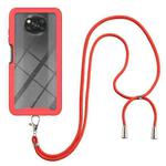 For Xiaomi Poco X3 NFC Starry Sky Solid Color Series Shockproof PC + TPU Protective Case with Neck Strap(Red)