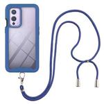 For OnePlus 9 Starry Sky Solid Color Series Shockproof PC + TPU Protective Case with Neck Strap(Blue)