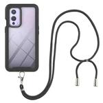 For OnePlus 9 Starry Sky Solid Color Series Shockproof PC + TPU Protective Case with Neck Strap(Black)