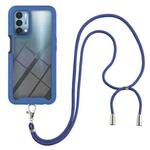 For OnePlus Nord N200 5G Starry Sky Solid Color Series Shockproof PC + TPU Protective Case with Neck Strap(Blue)