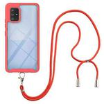 For Samsung Galaxy A71 5G Starry Sky Solid Color Series Shockproof PC + TPU Protective Case with Neck Strap(Red)