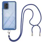 For Samsung Galaxy A71 5G Starry Sky Solid Color Series Shockproof PC + TPU Protective Case with Neck Strap(Blue)