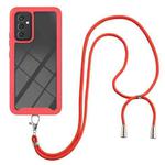 For Samsung Galaxy A82 5G Starry Sky Solid Color Series Shockproof PC + TPU Protective Case with Neck Strap(Red)