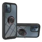 For iPhone 11 Pro Starry Sky Solid Color Series Shockproof PC + TPU Protective Case with Ring Holder & Magnetic Function (Black)
